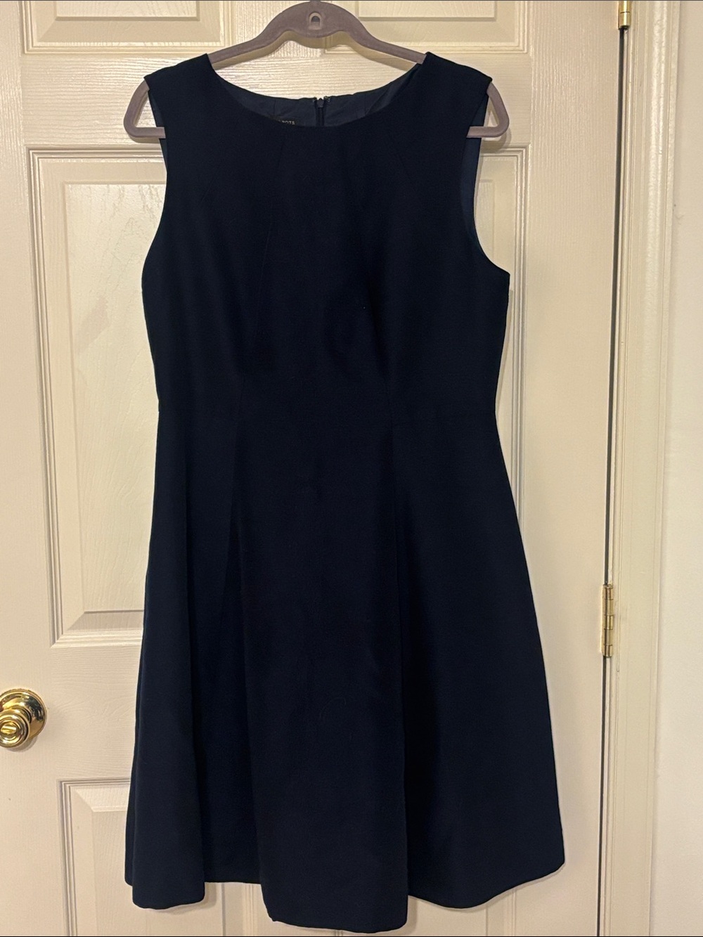 Talbots Navy Classic Sleeveless Silk Cotton Blend A-Line Dress